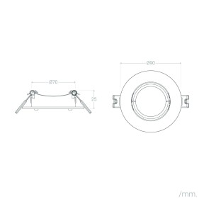 Support spot rond orientable LED GU10/GU5.3 70mm