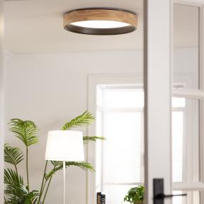 Plafonnier LED Rond Bois CCT