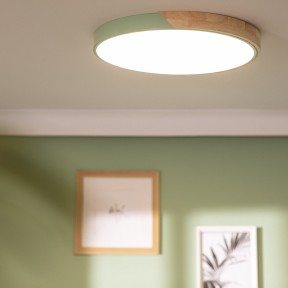 Plafonnier LED Rond Bois CCT Semi-Dari