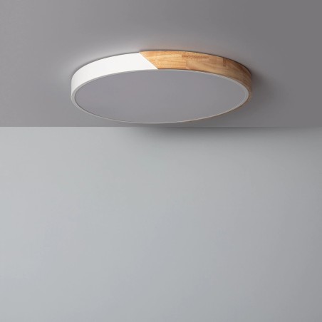 Plafonnier LED Rond Bois CCT Semi-Dari